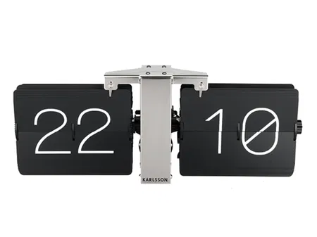 Karlsson Flip Clock No Case - Zwart met Chromen Standaard