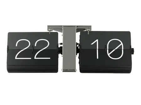 Karlsson Flip Clock No Case - Zwart met Chromen Standaard