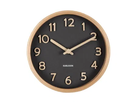 Karlsson Pure Wood Grain Tafelklok - Zwart - ⌀ 18 cm