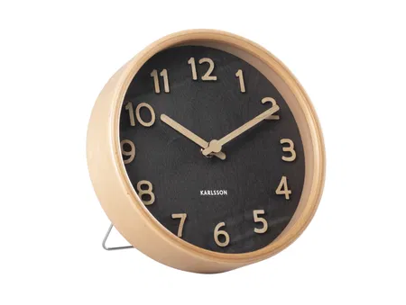 Karlsson Pure Wood Grain Tafelklok - Zwart - ⌀ 18 cm